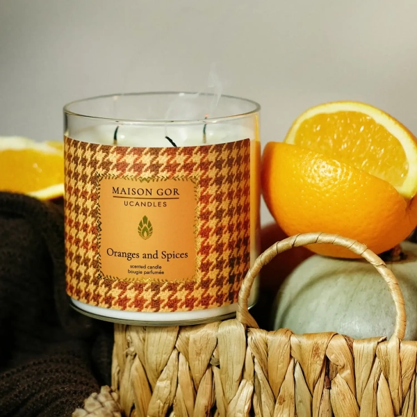 Ароматическая свеча Oranges and Spices (Апельсин и пряности) с 3 фитилями