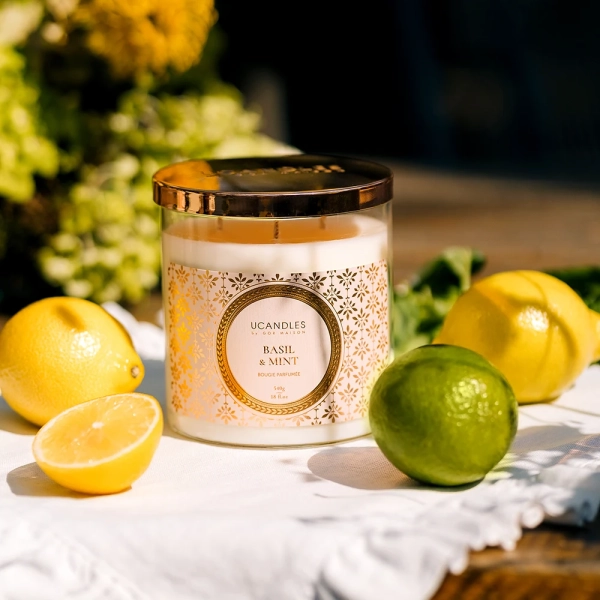 Свеча Basil & Mint Classic Collection 540г 3 фитиля — Ucandles by Maison Gor