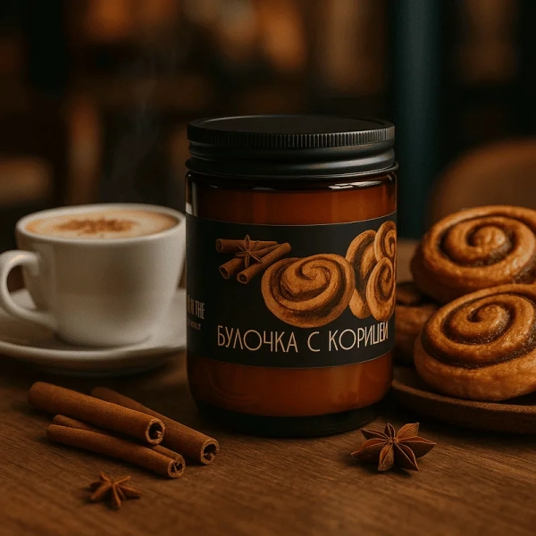 Свеча Cinnamon Bun коллаборация Ucandles × One Price Coffee — 190г 1 фитиль