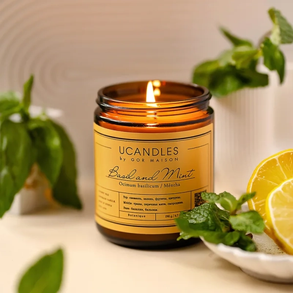 Свеча Basil & Mint Essential Collection 190г — Ucandles by Maison Gor