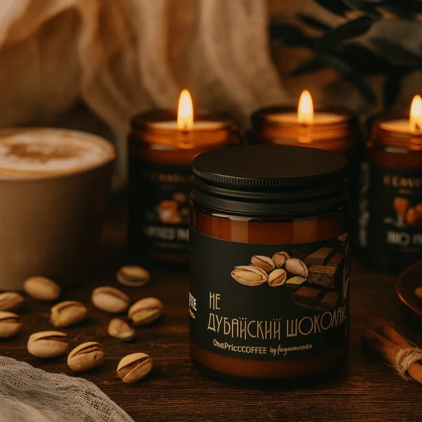 Фото Свеча ароматическая Не Дубайский Шоколад x One Price Coffee 190 гр